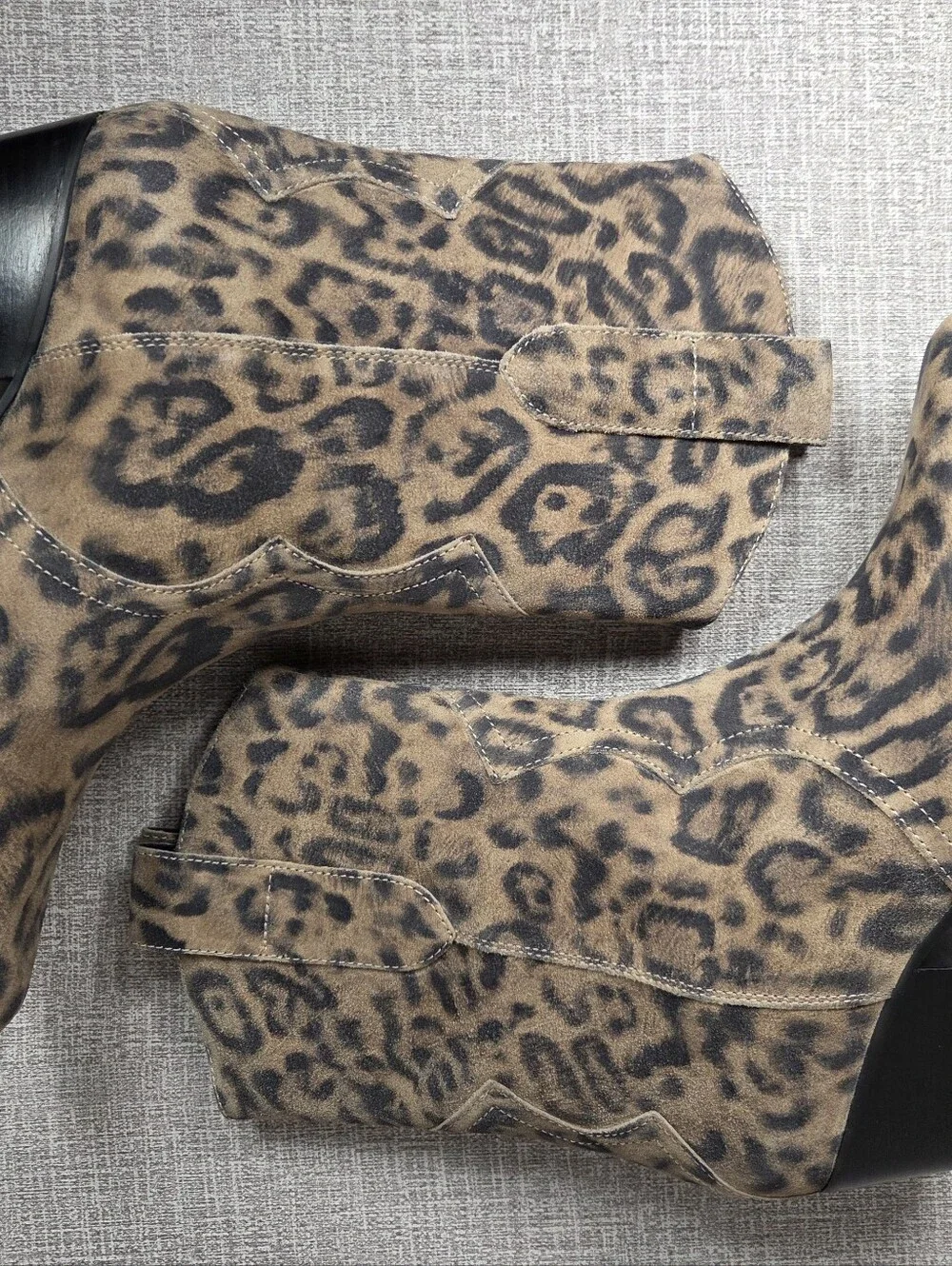 Free People NEW Cat Nap Cowboy Suede Animal Print Ankle Boots Women's 8 $188